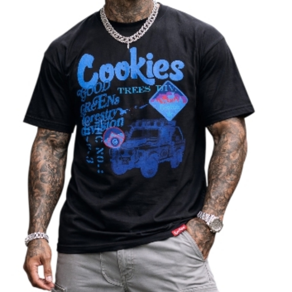 Cookies Tree Division Graphic T-Shirt Black‎ Blue Streetwear